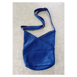 KT Leather Designs Blue Pebbled Leather Custon Double Triangle Purse